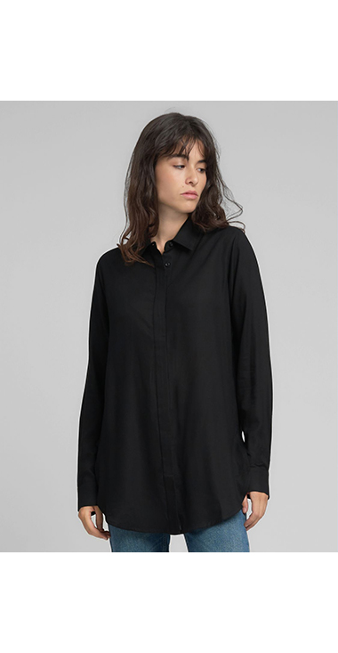 ストレートフィットロングシャツ 詳細画像 ブラック 2
